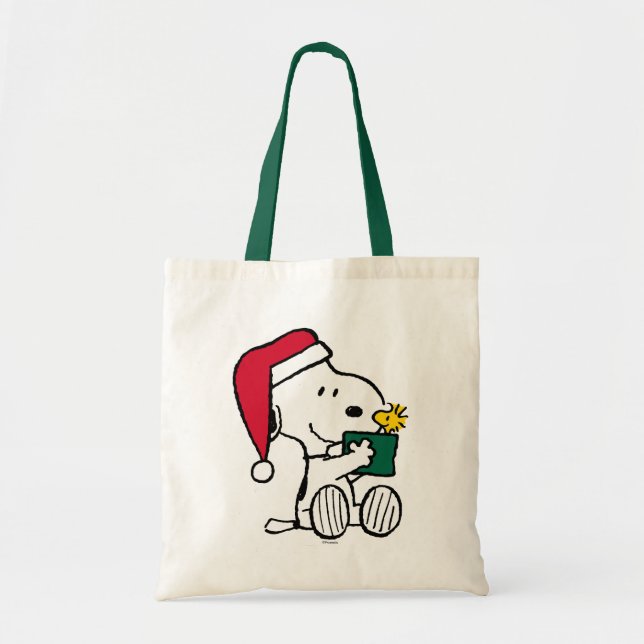 Peanuts | Snoopy Santa & Woodstock Gift Tote Bag (Front)