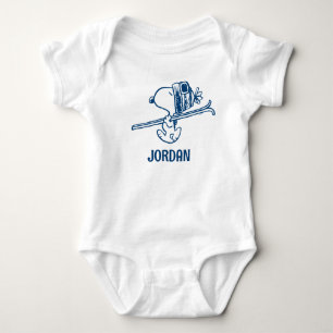 Peanuts   Snoopy Ski Trip   Add Name Baby Bodysuit