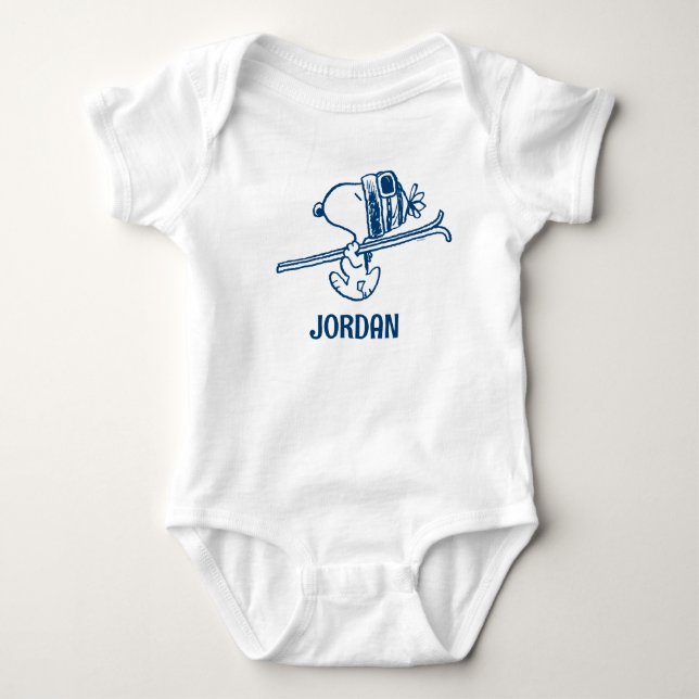 Peanuts | Snoopy Ski Trip | Add Name Baby Bodysuit (Front)