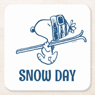 Peanuts Snoopy Ski Trip Square Paper Coaster