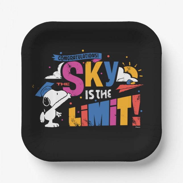 Peanuts Snoopy Sky Is The Limit Graduation Paper Plate (Front)