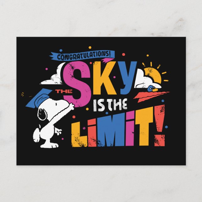 Peanuts Snoopy Sky Is The Limit Graduation Postcard (Front)