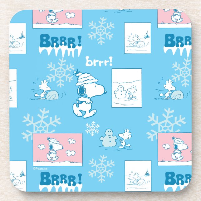 Peanuts | Snoopy Snow Day Pattern Coaster (Front)