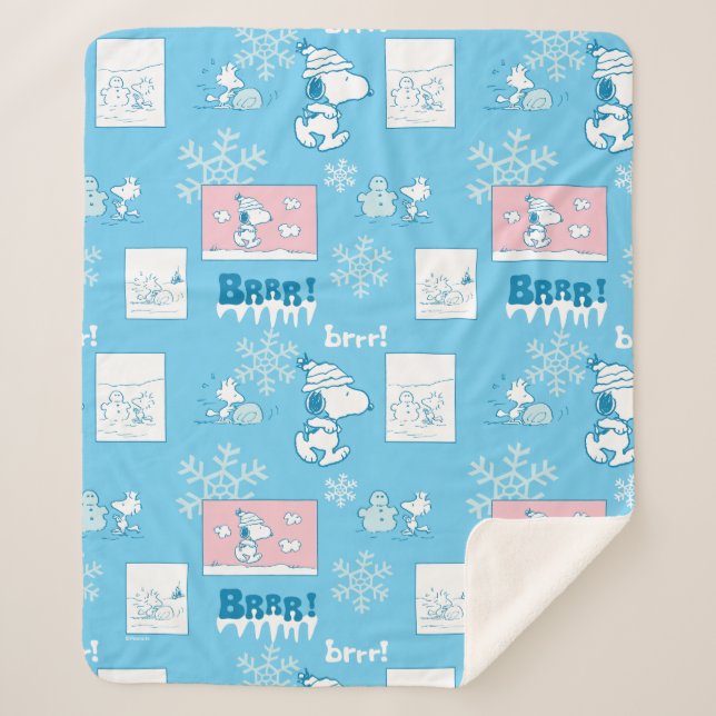 Peanuts | Snoopy Snow Day Pattern Sherpa Blanket (Front)