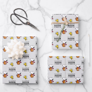 Peanuts Snoopy Space Birthday Wrapping Paper Sheet
