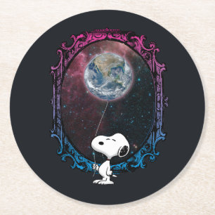 Peanuts Snoopy Spaced Out Balloon Round Paper Coaster
