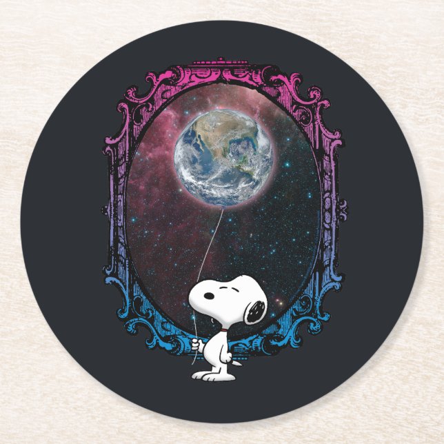 Peanuts | Snoopy Spaced Out Balloon Round Paper Coaster (Front)