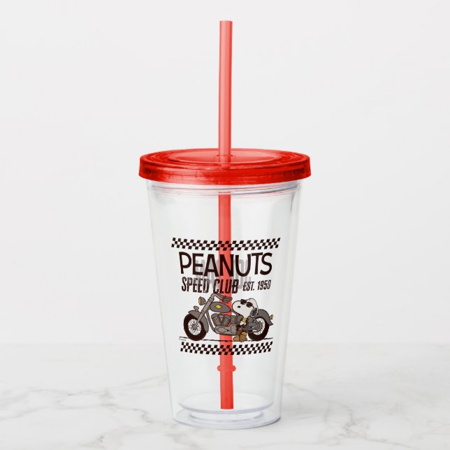 Peanuts | Snoopy Speed Club | Add Your Name Acrylic Tumbler (Front)