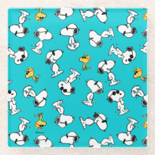 Peanuts   Snoopy & Sunglasses Pattern Glass Coaster
