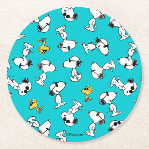 Peanuts Snoopy & Sunglasses Pattern Round Paper Coaster