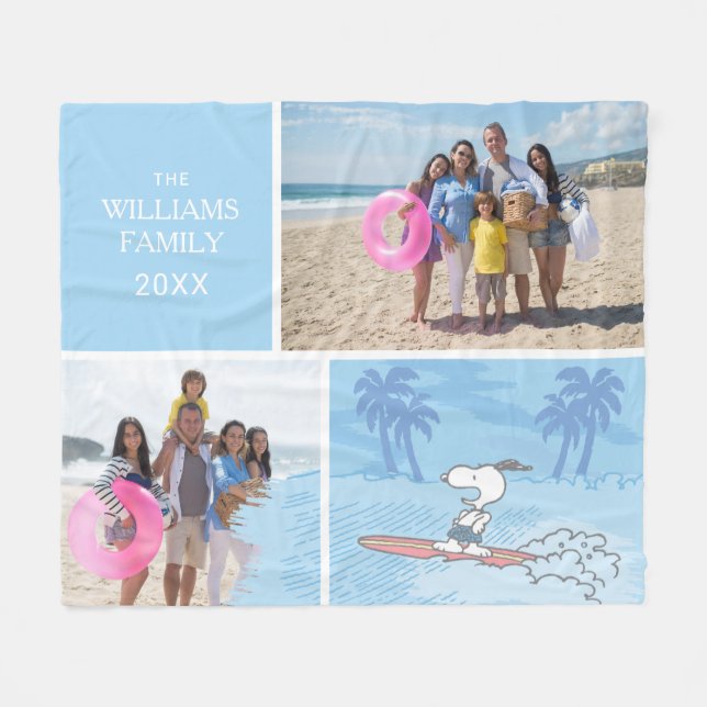 Peanuts | Snoopy Surfing | Add Name & Photos Fleece Blanket (Front (Horizontal))
