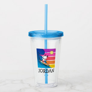Peanuts Snoopy Surfing Add Your Name Acrylic Tumbler