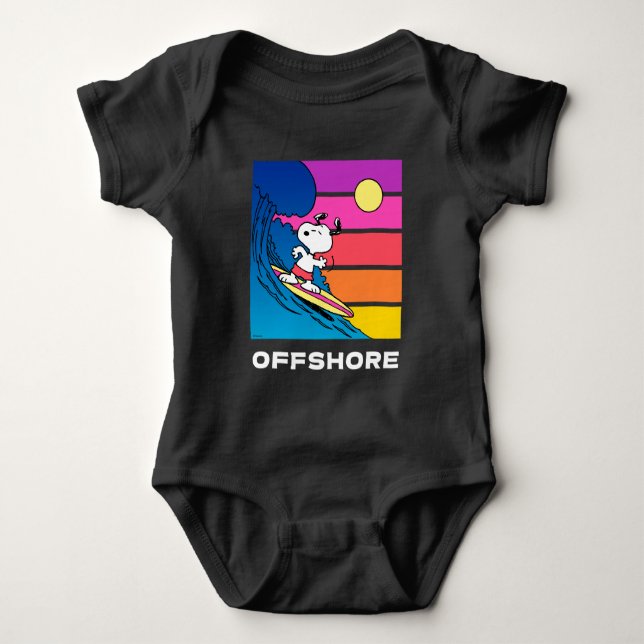 Peanuts | Snoopy Surfing Baby Bodysuit (Front)