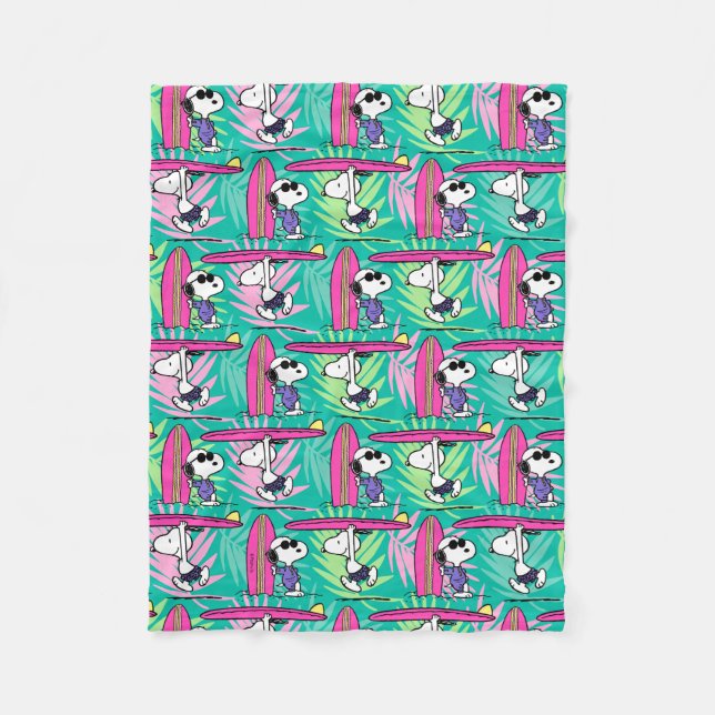 Peanuts | Snoopy Teal Surf Pattern Fleece Blanket (Front)