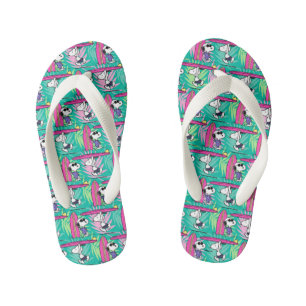 Peanuts   Snoopy Teal Surf Pattern Kid's Flip Flops