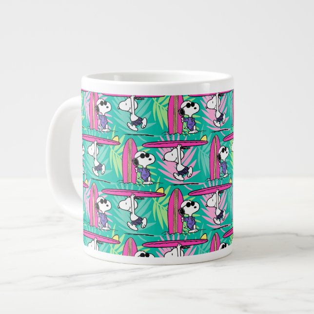 Peanuts | Snoopy Teal Surf Pattern Large Coffee Mug (Front Left)