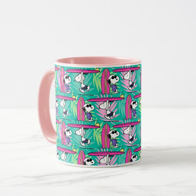 Peanuts | Snoopy Teal Surf Pattern Mug (Front Left)