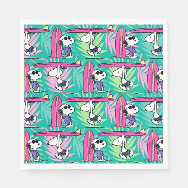 Peanuts | Snoopy Teal Surf Pattern Napkin (Front)