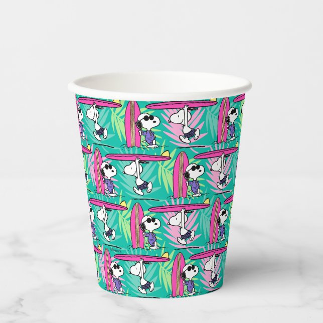 Peanuts | Snoopy Teal Surf Pattern Paper Cups (Front)