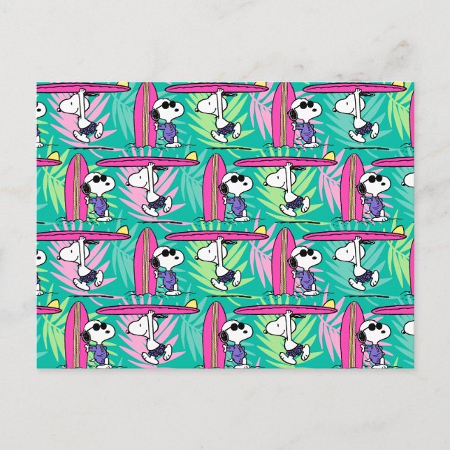 Peanuts | Snoopy Teal Surf Pattern Postcard (Front)