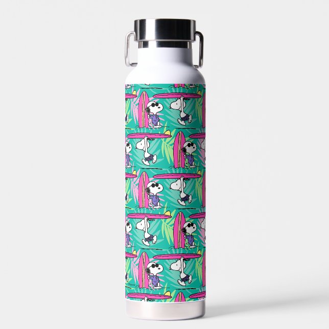 Peanuts | Snoopy Teal Surf Pattern Water Bottle (Front)