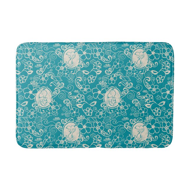 Peanuts | Snoopy Teal Tropical Beach Pattern Bath Mat (Front)