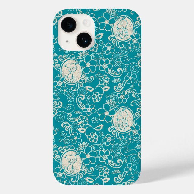 Peanuts | Snoopy Teal Tropical Beach Pattern Case-Mate iPhone Case (Back)