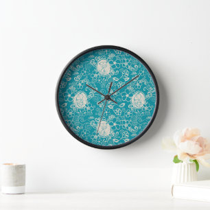 Peanuts   Snoopy Teal Tropical Beach Pattern Clock