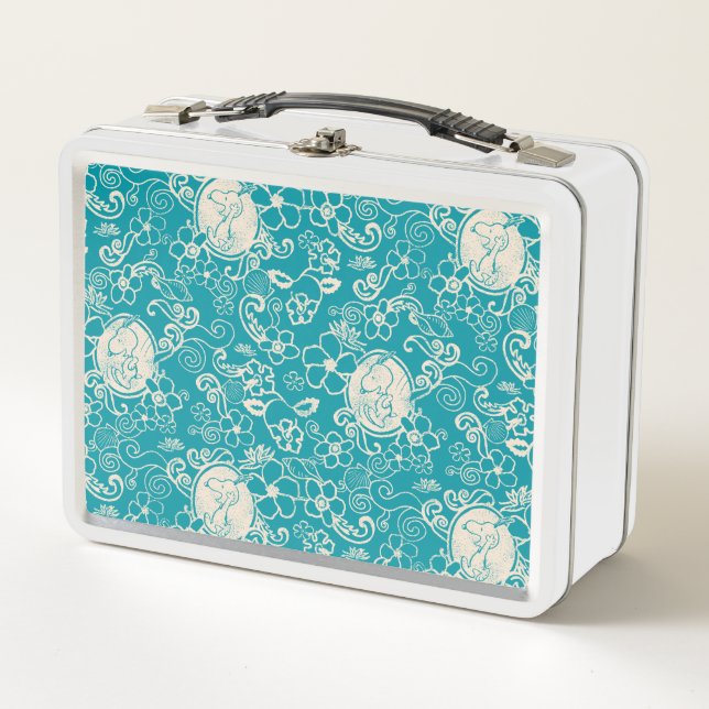 Peanuts | Snoopy Teal Tropical Beach Pattern Metal Lunch Box (Front)