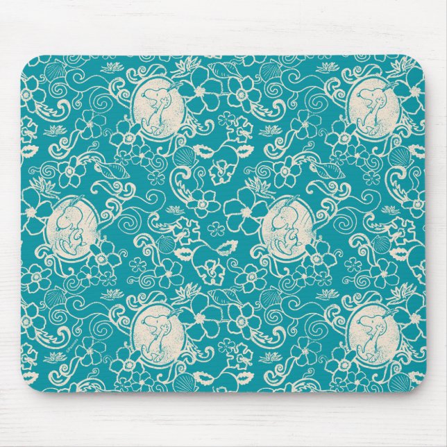 Peanuts | Snoopy Teal Tropical Beach Pattern Mouse Mat (Front)