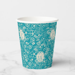 Peanuts   Snoopy Teal Tropical Beach Pattern Paper Cups