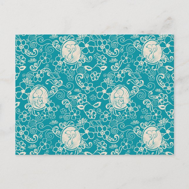 Peanuts | Snoopy Teal Tropical Beach Pattern Postcard (Front)