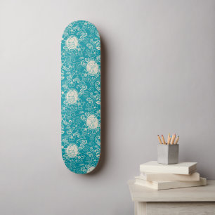 Peanuts   Snoopy Teal Tropical Beach Pattern Skateboard