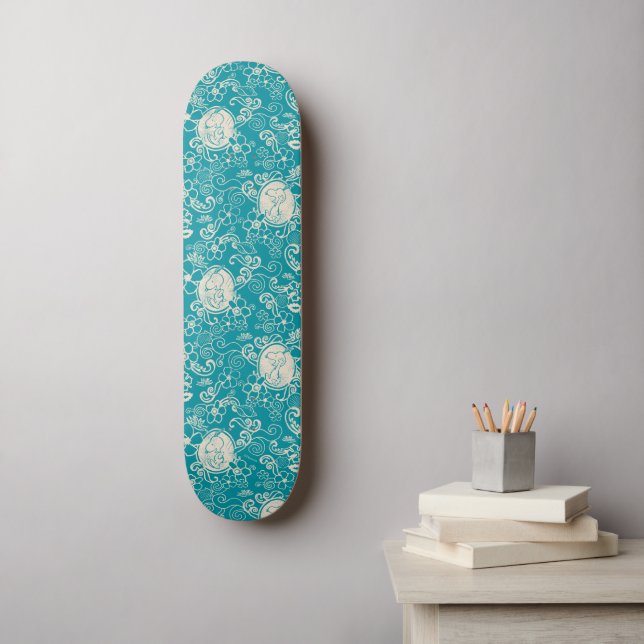 Peanuts | Snoopy Teal Tropical Beach Pattern Skateboard (Wall Art)