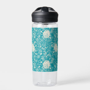Peanuts Snoopy Teal Tropical Beach Pattern Water Bottle