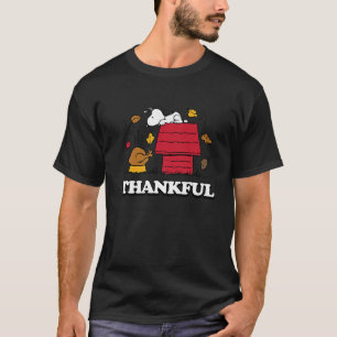 Peanuts Snoopy Thankful Turkey with Fall Leaves Pr T-Shirt