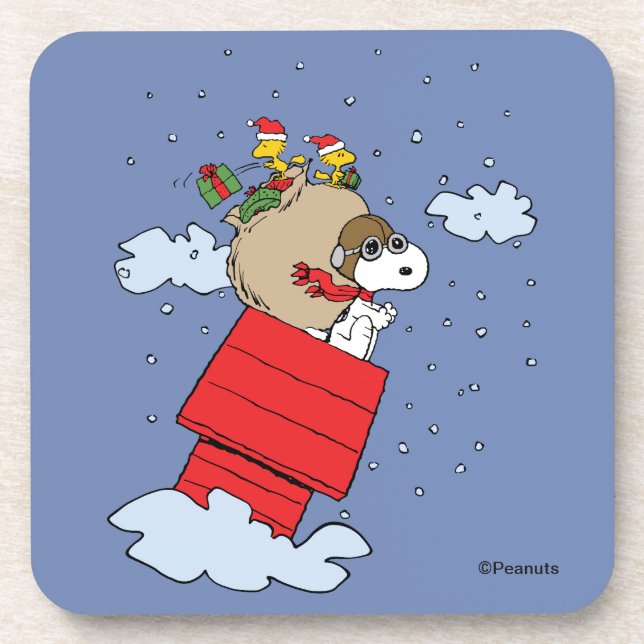 Peanuts | Snoopy the Flying Ace at Christmas Coaster (Front)