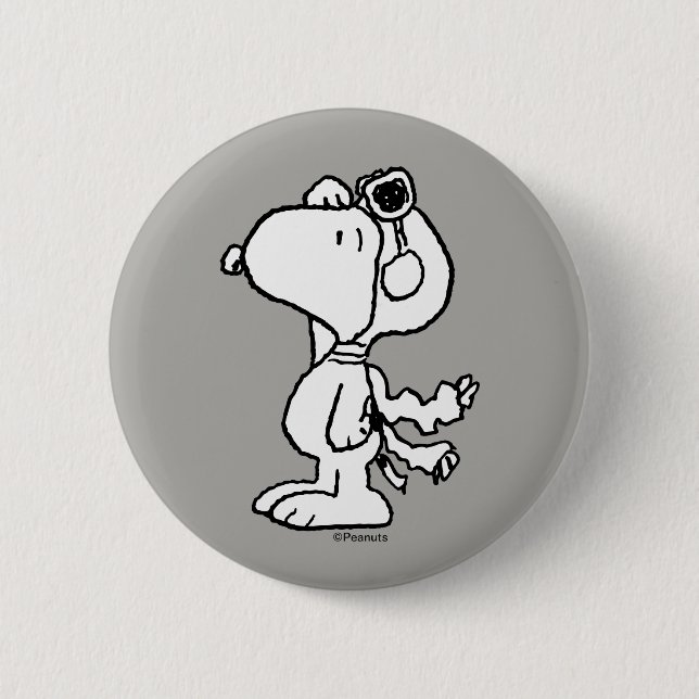 Peanuts | Snoopy the Flying Ace BW 6 Cm Round Badge (Front)