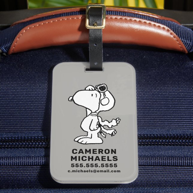 Peanuts | Snoopy the Flying Ace BW Luggage Tag (Front Insitu 2)