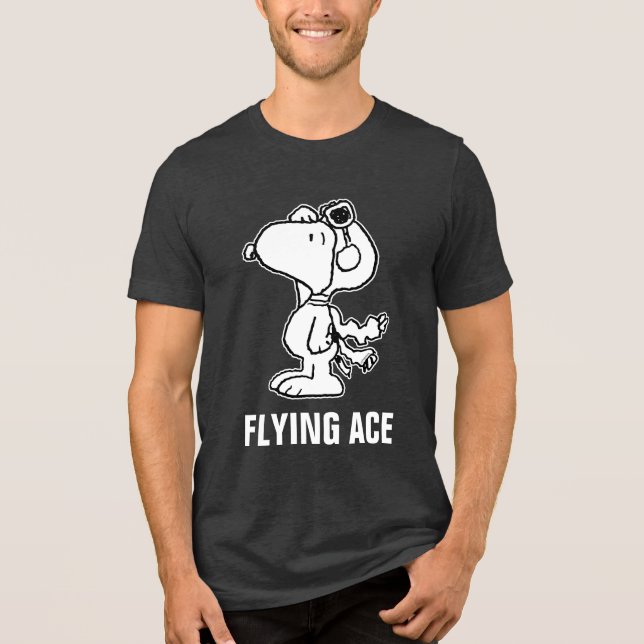 Peanuts | Snoopy the Flying Ace BW Tri-Blend Shirt (Front)