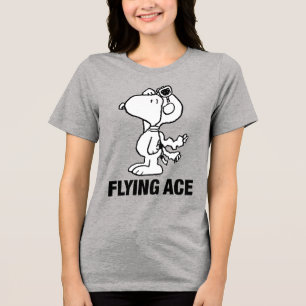 Peanuts Snoopy the Flying Ace BW Tri-Blend Shirt