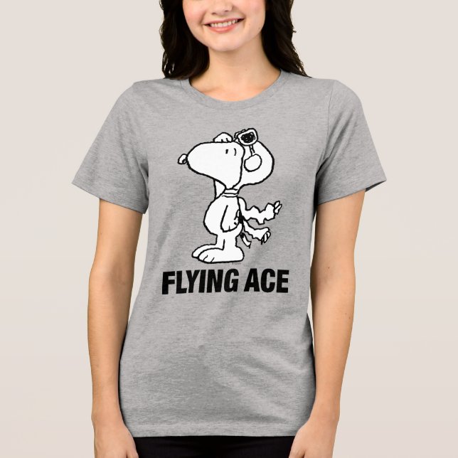 Peanuts | Snoopy the Flying Ace BW Tri-Blend Shirt (Front)