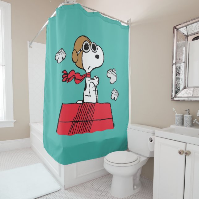 Peanuts | Snoopy the Flying Ace Shower Curtain (In Situ)