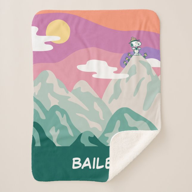 Peanuts | Snoopy & Troop Hiking the Mountain Sherpa Blanket (Front)
