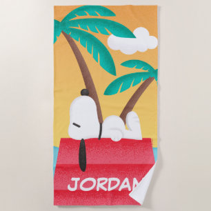 Peanuts   Snoopy Tropical Deco   Add Your Name Beach Towel
