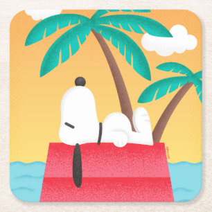 Peanuts Snoopy Tropical Deco Dreams Square Paper Coaster