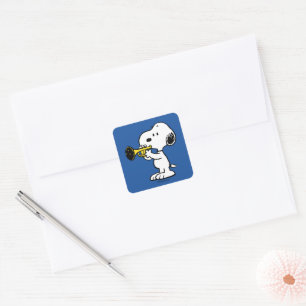 Peanuts   Snoopy Trumpet Player Square Sticker