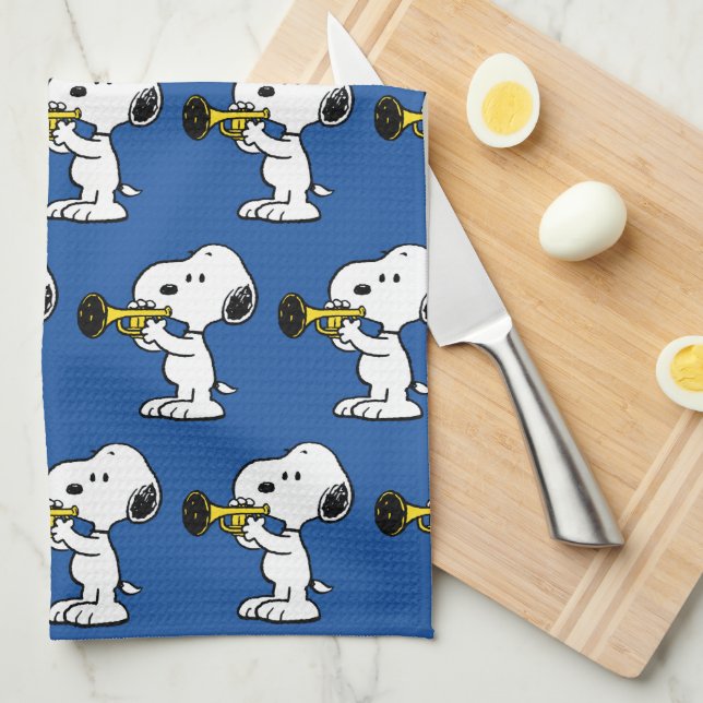 Peanuts | Snoopy Trumpet Player Tea Towel (Quarter Fold)