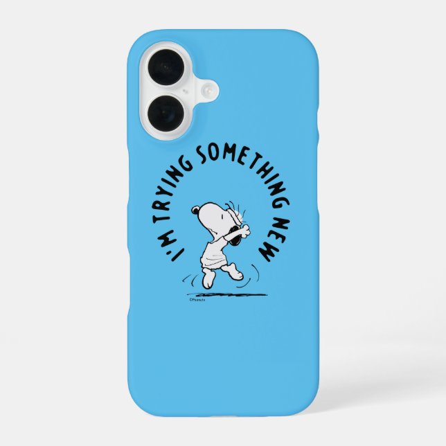 Peanuts | Snoopy Trying Something New iPhone 16 Case (Back)