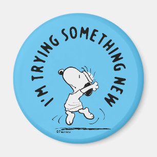 Peanuts   Snoopy Trying Something New Magnet
